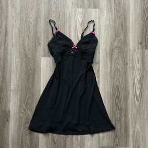La SENZA Black Badydoll Dress/Top with Pink Lace Details